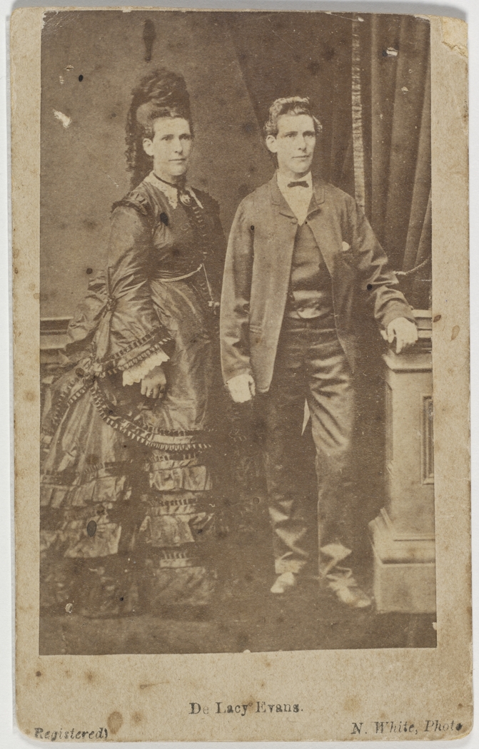 A carte de visite of Irish Transgender man Evans created by photographer N. White, of Bendigo, Victoria, after September 1879
