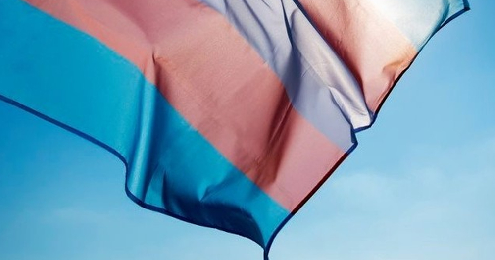 A Trans Pride flag. In Montana, Trans people are not allowed to change their birth certificates.