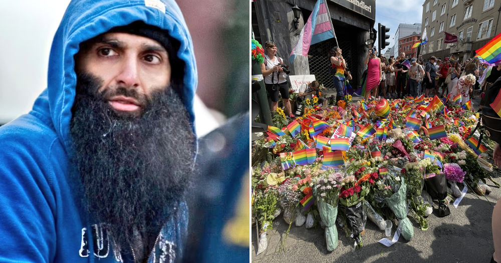 Left: Arfan Bhatti, Right: Memorial for victims of Oslo Pride attack