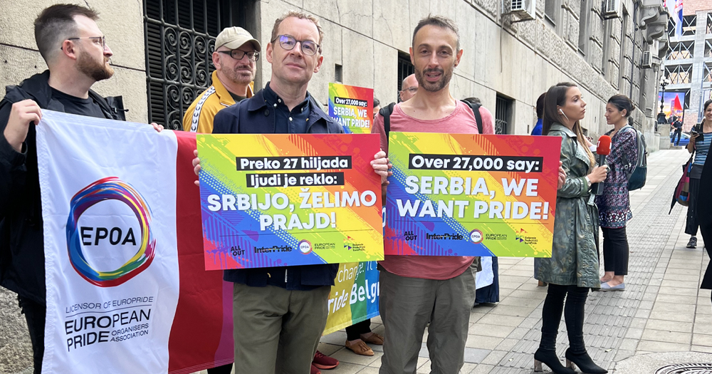 Activist protesting for EuroPride, which the Serbian government has now confirmed will be allowed to happen in Belgrade.