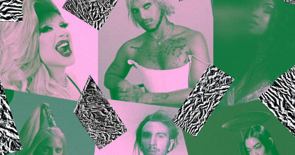 The picture shows a promotional image for new queer club The Cheek. The image shows six portraits of different people in with a pink colour cast in a cutout montage.