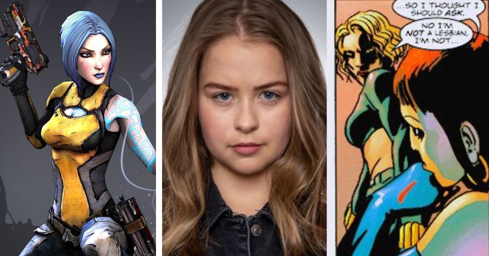 A split image depicting three characters from video games, tv shows and comics. From left to right, Maya from Borderlands, Liv Flaherty from Emmerdale, Yelena Belova as the Black Widow