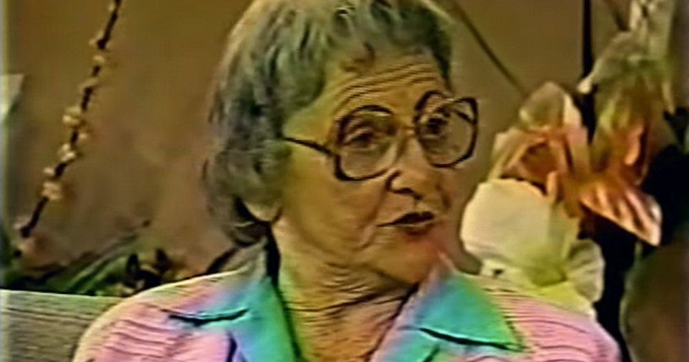 Screenshot from a television interview with Mary Jane Rathbun, aka ‘Brownie Mary’.