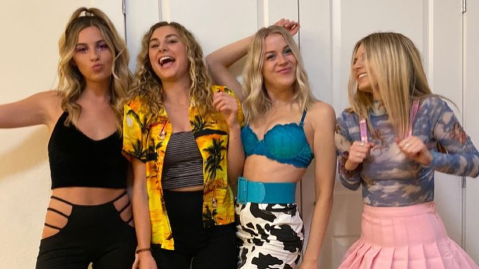 Four girls dressed as characters from the TV show Euphoria.