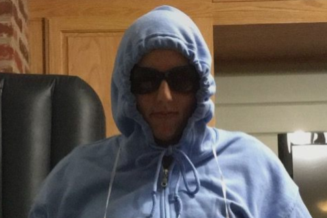 Someone dressed as Damian from Mean Girls as a last minute Halloween costume