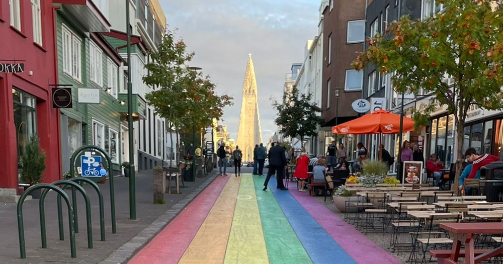 Rainbow road in Iceland where a new LGBTQ+ action plan has been introduced.