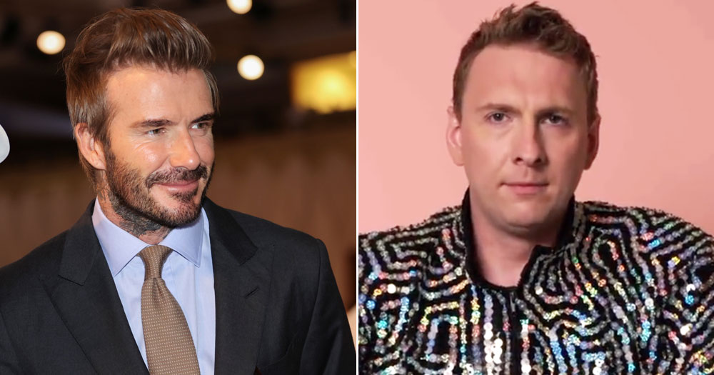 David Beckham on the left and Joe Lycett on the right.