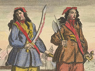 Anne Bonny and Mary Read are illustrated as a historic same-sex couple who threatened the high seas as pirates.