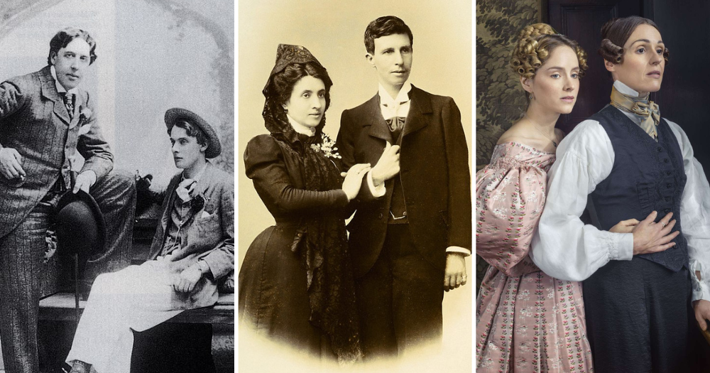 Some of the historic same-sex couples we mention in our article, going from left to right, Oscar Wilde and Lord Alfred Douglas, Marcela Gracia Ibeas and Elisa Sanchez Loriga, Anne Lister and Ann Walker.