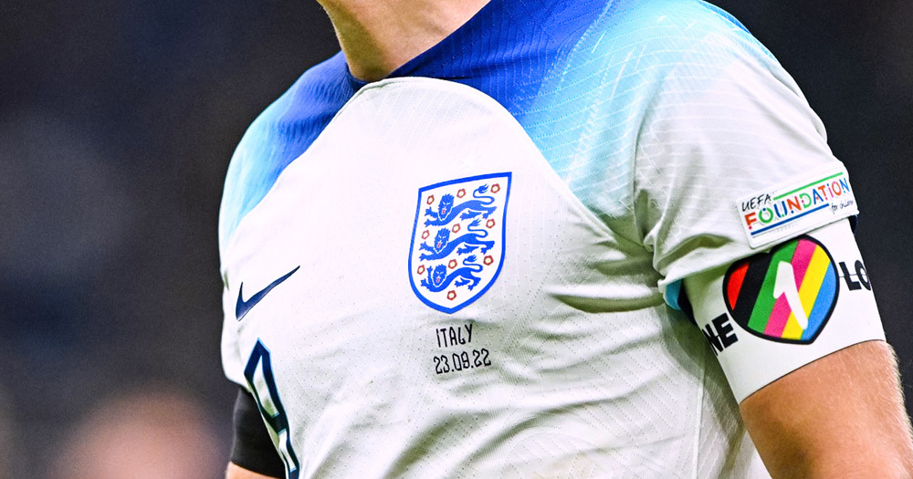 The OneLove armband on English captain Harry Kane.