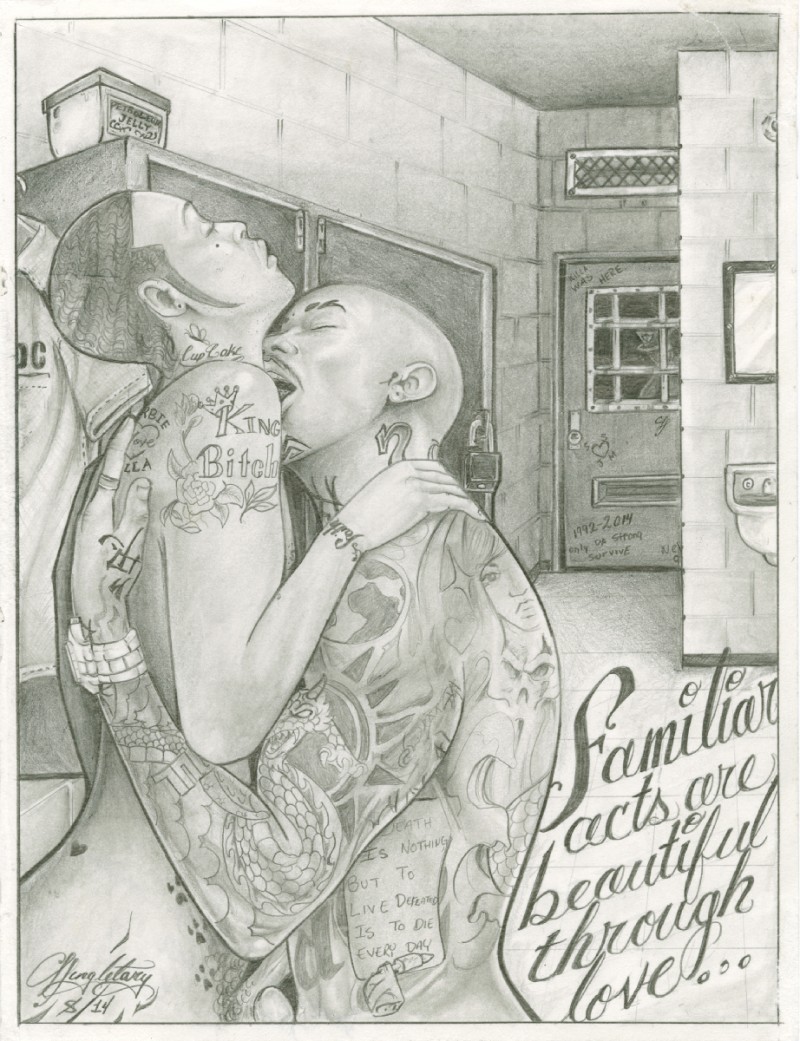 Drawings from collection created to share stories about LGBTQ+ life in prison.