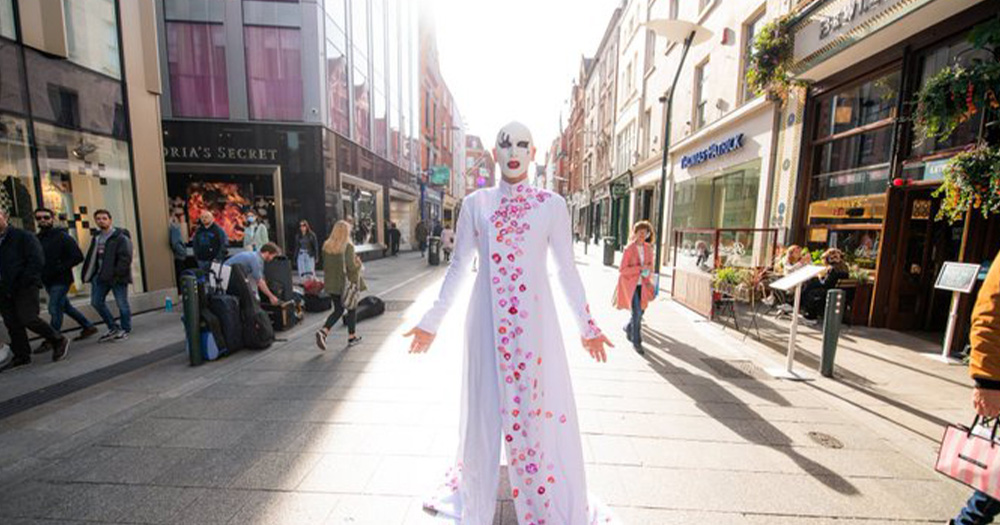 An image of Dublin drag queen Veda on Grafton Street