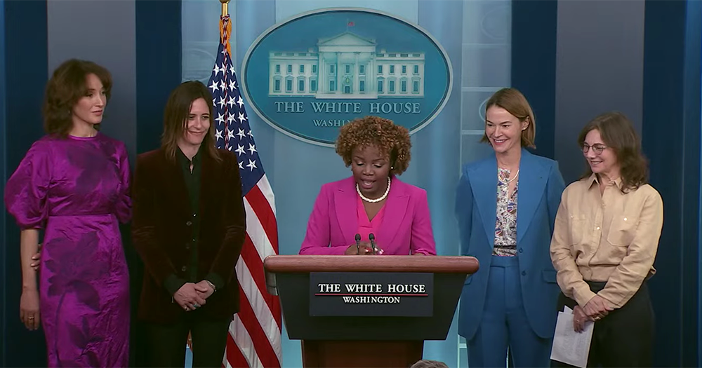 White House Press Secretary Karine Jean-Pierre and The L Word cast.