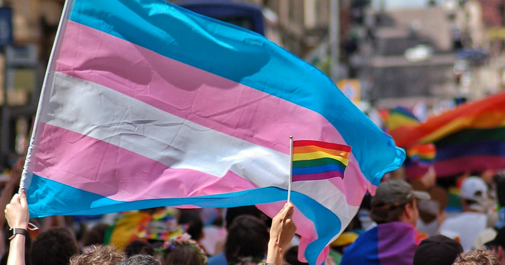 Transgender flag flying in Scotland, UK.