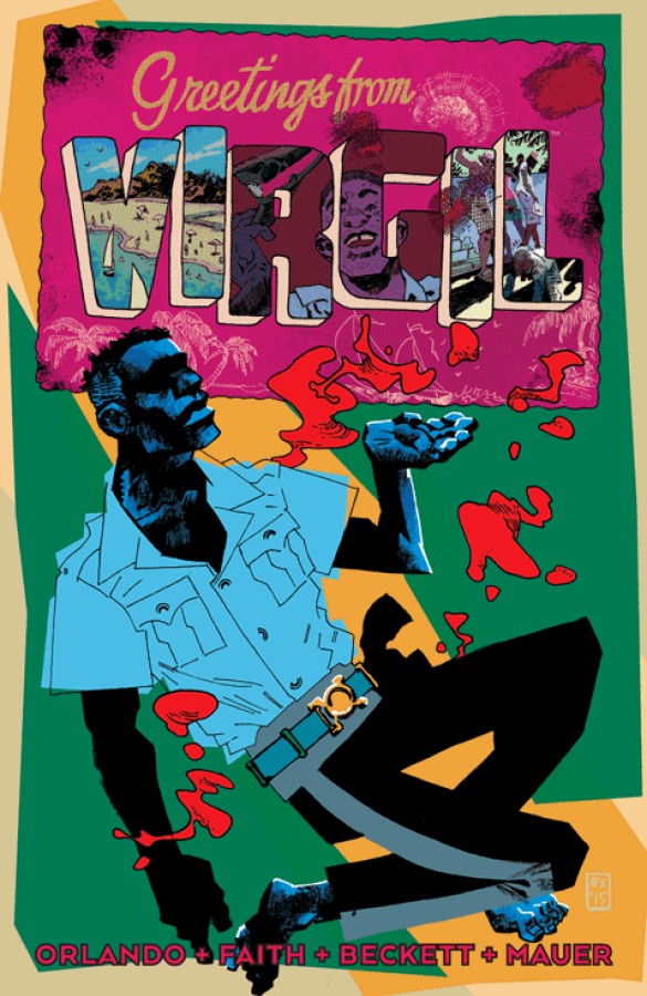 Colourful illustrated cover of Virgil comic book written by Steve Orlando.