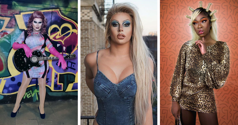 Collage of the Drag Fest Ireland 2023 queens Ariana Grindr, Jan Sport & Viola Gayvis.