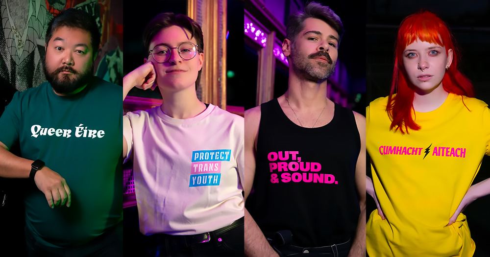 Four product shots from the new GCN Pride 2023 collection.