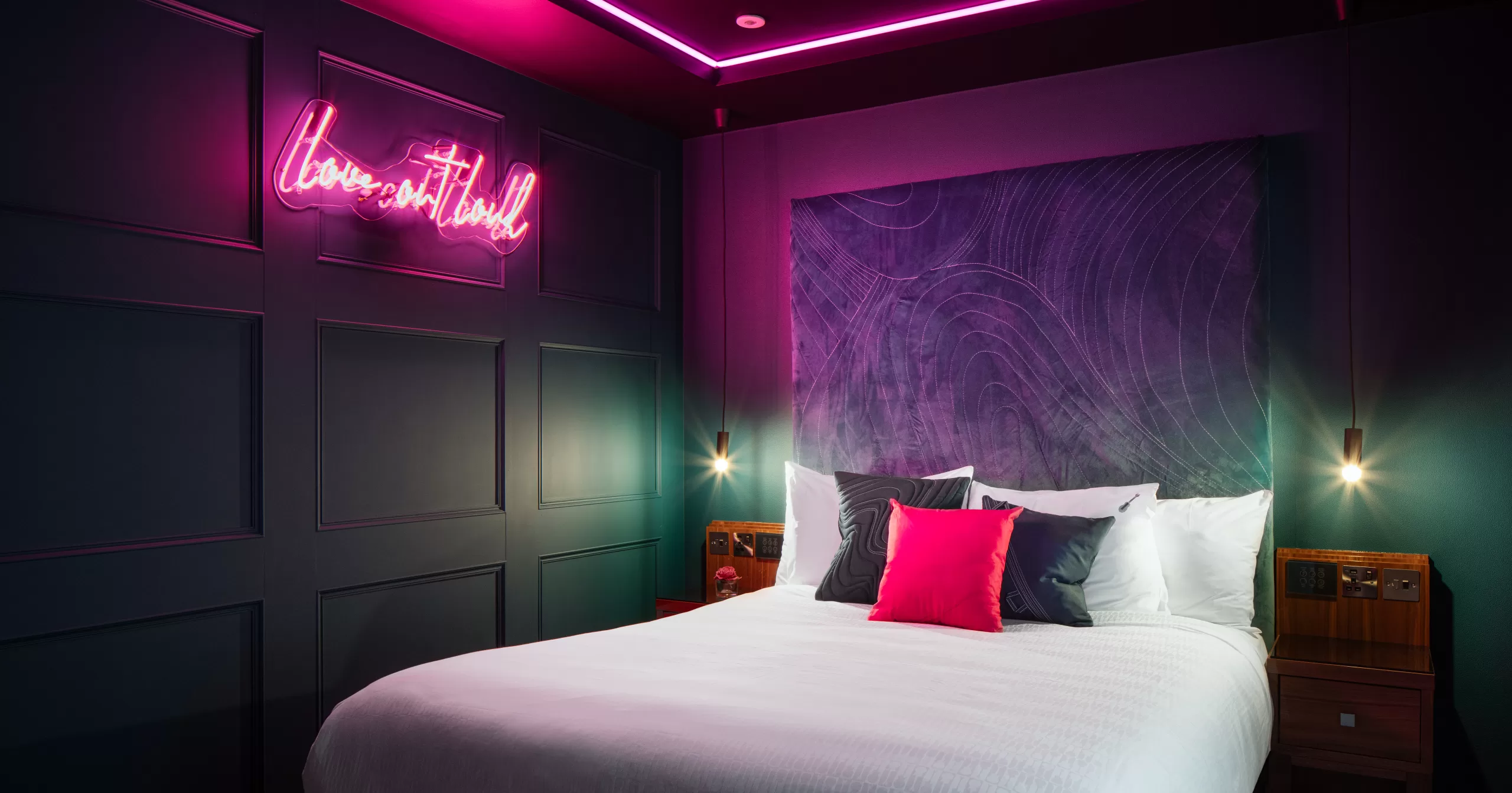 Love Out Loud guest room in the Hard Rock Hotel Dublin.