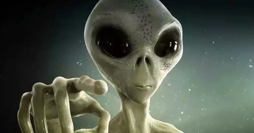 Drawing of alien pointing finger, according to former US military intelligence officers, aliens are real and Gay Twitter is fully on board with this development.