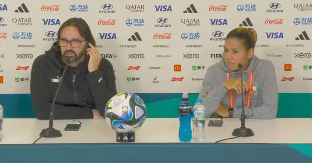 Ghizlane Chebbak at a Women's World Cup press briefing.