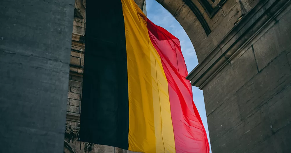 A photo of the flag of Belgium (Black, yellow and red)
