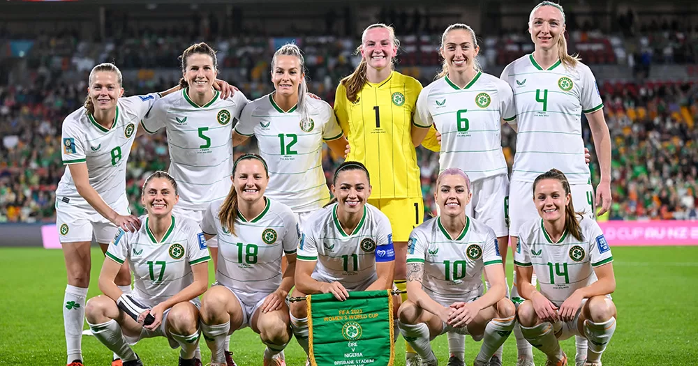 Squad photo of the Republic of Ireland Women's National Team at the Women's World Cup.