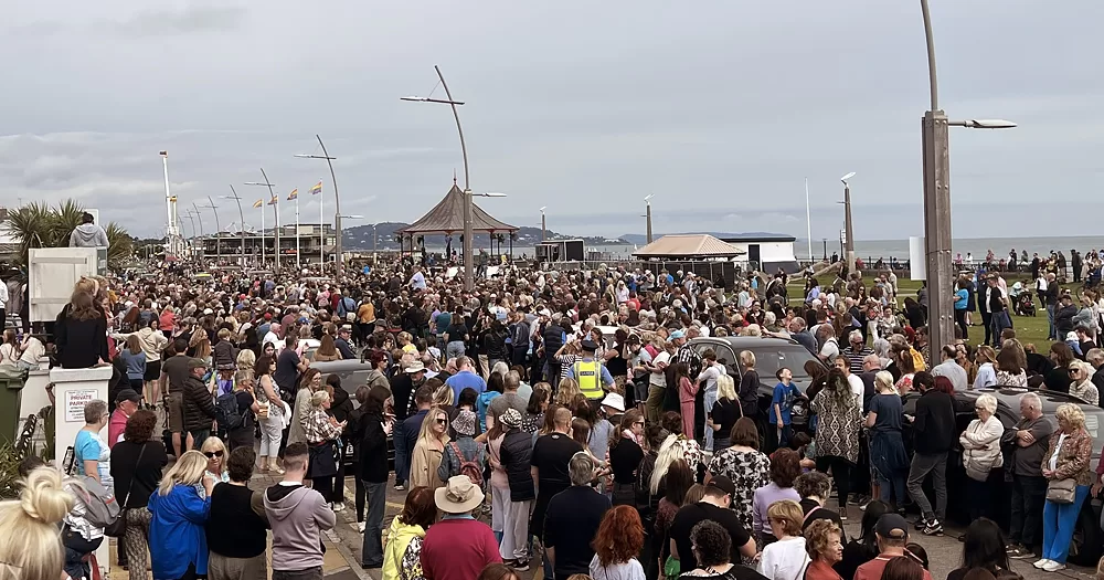 People gathered for the funeral of Sinéad O’Connor in Bray.