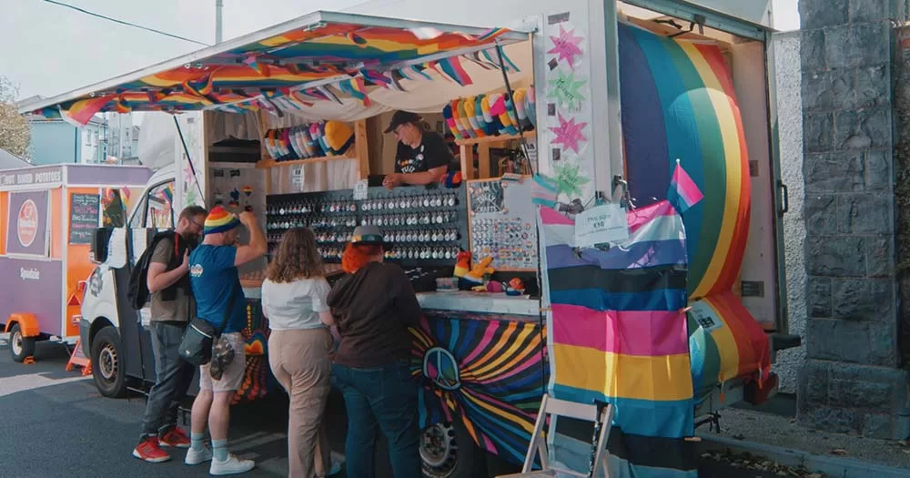 vendor truck serving group of people at Waterford Pride