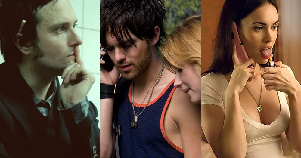 Three panel side-by-side of films with bisexual characters