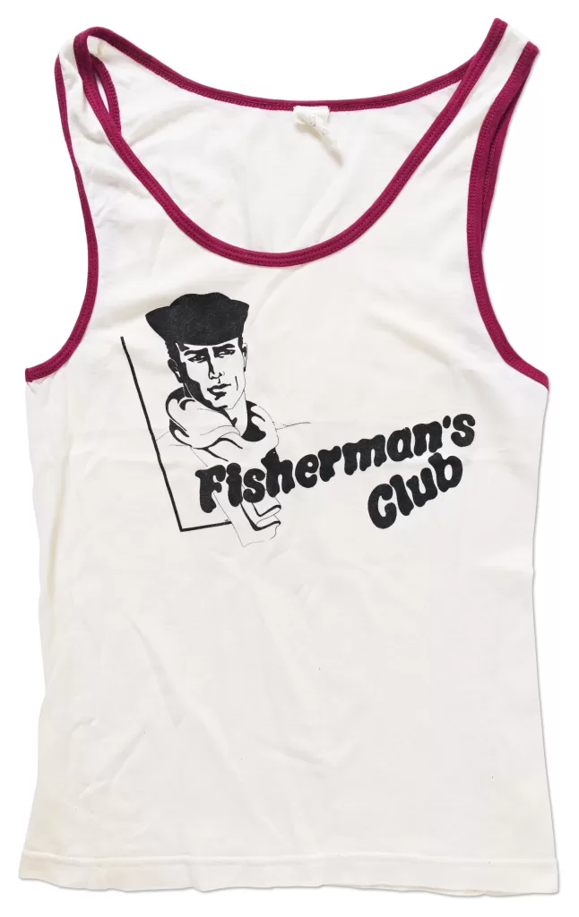 Freddie Mercury's used white tank top from the Fisherman's Club in Munich.