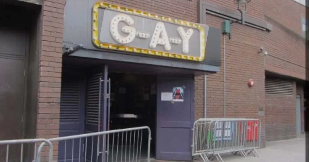 Door with G-A-Y sign above it denoting the iconic London gay bar that is closing in December.