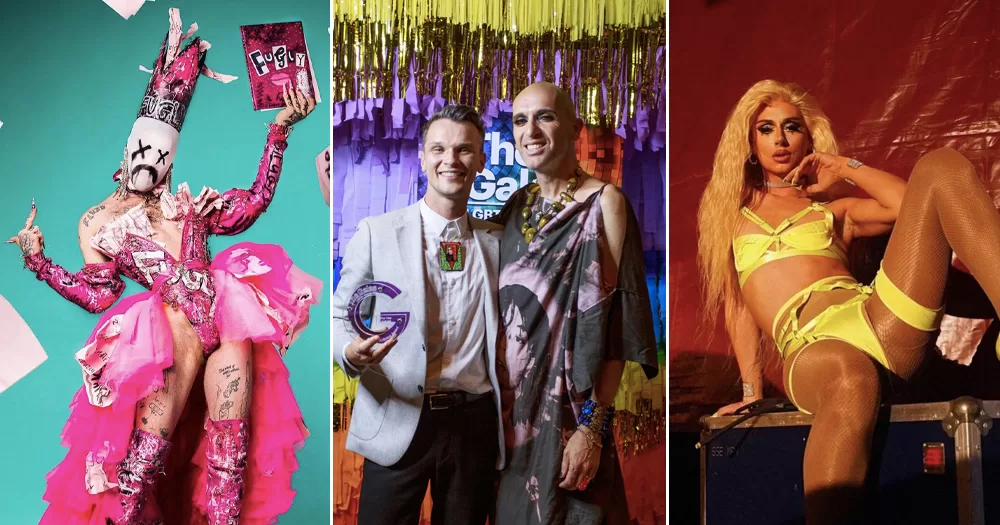 This article is about an event organised by Poz Vibe for World AIDS Day. In the image, a split screen with drag performers Charity Kase and Regina George and Poz Vibe hosts Robbie Lawlor and Veda.
