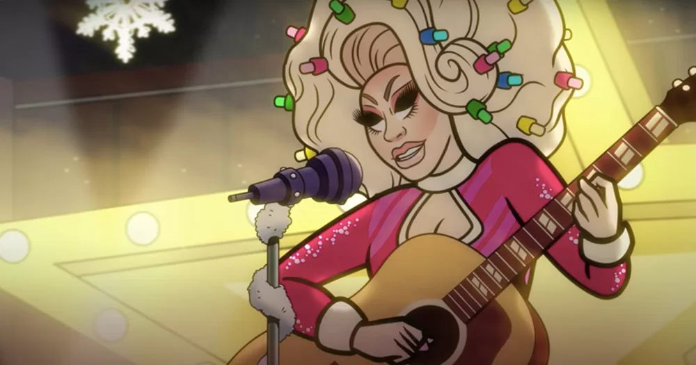 Screen grab from 'A Trixie & Katya Christmas' an animated short from the creators of 'RuPaul's Drag Race'