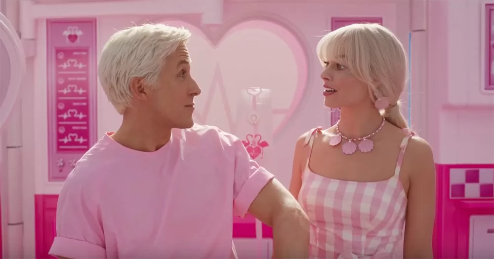 Screengrab from the Barbie trailer featuring Ryan Gosling as Ken and Margot Robbie as Barbie. Both Margot Robbie and Greta Gerwig were snubbed in the 2024 Oscars nominations.