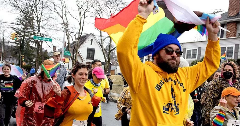 Photo of people in Staten Island marching in a parade, New York's Staten Island will host their first-ever LGBTQ-inclusive St Patrick’s Day parade this year.