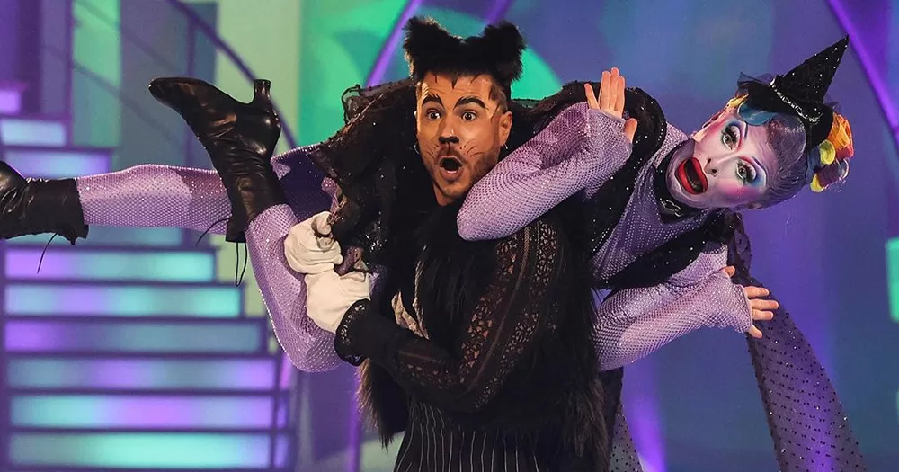 Blu Hydrangea and pro partner Simone Arena, who qualified for the final on Dancing with the Stars, performing on the show dressed in horror costumes.