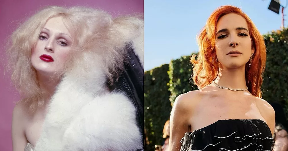 The picture shows on the left: Candy Darling, and on the right: Hari Nef.