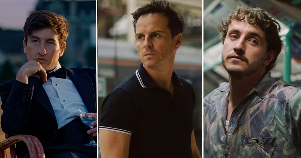From left to right, screen grabs of Barry Keoghan in 'Saltburn', Andrew Scott in 'All of Us Strangers,' and Paul Mescal in 'All of Us Strangers' - all of whom received IFTA nominations.