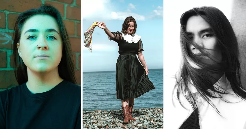 Split screen of three artists who are playing the first Indie Night concert. Left is Lisa McGrath, middle is Nancy Kate and right is Ylroy.