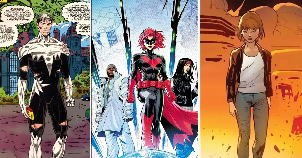 From left to right, comic images of Marvel's Northstar, DC's Catwoman, and Marvel's Jessie Drake.