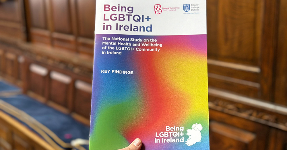 An image of the printed version of Belong To's new report on LGBTQ+ mental health in Ireland.