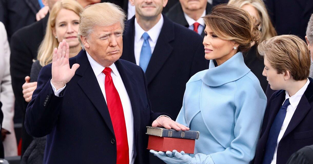 What Trump’s re-election would mean for the LGBTQ+ community. Image of President Donald Trump being sworn into the presidency in 2017.