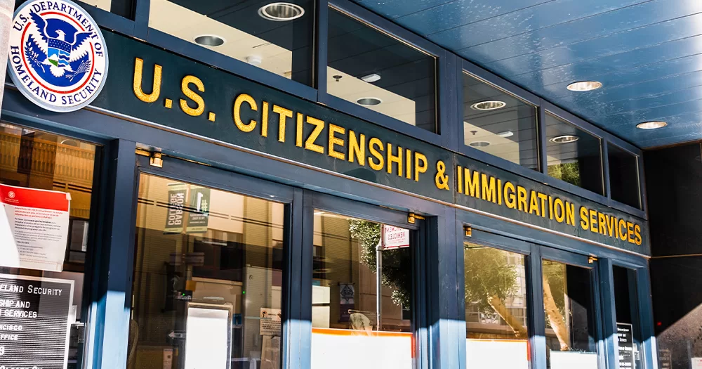 The entrance of the US Citizenship and Immigration agency, which has recently introduced a third gender marker.