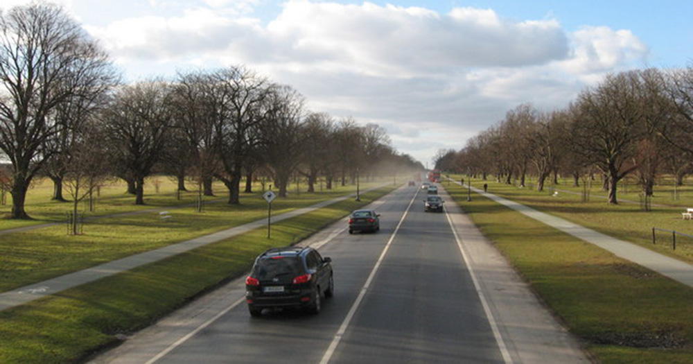 Image of cars driving on Phoenix Park avenue where gay men have reportedly been targeted.
