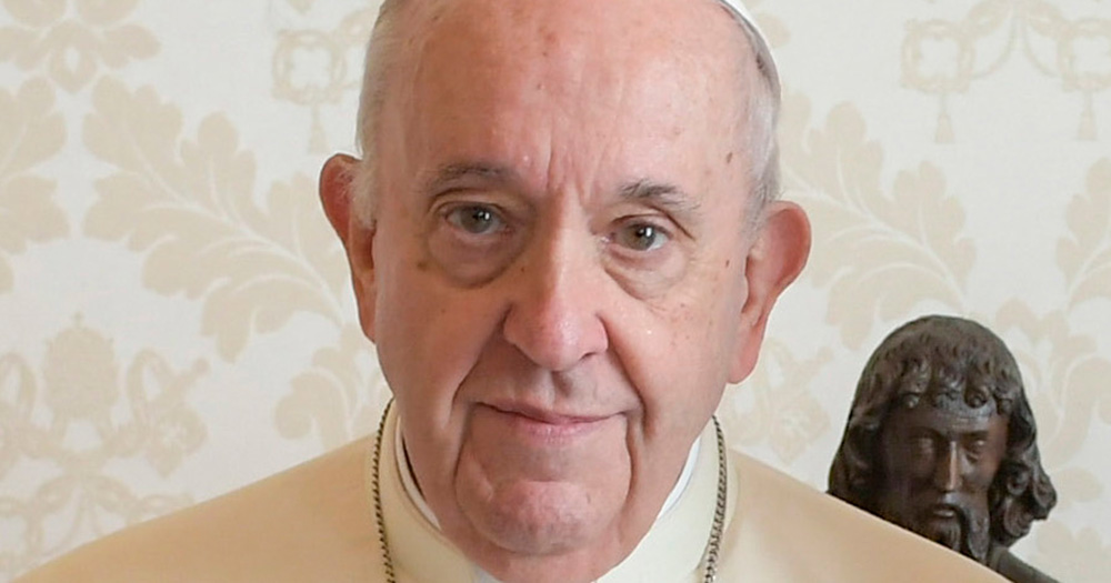 A close up portrait of Pope Francis, who allegedly repeated a homophobic slur.