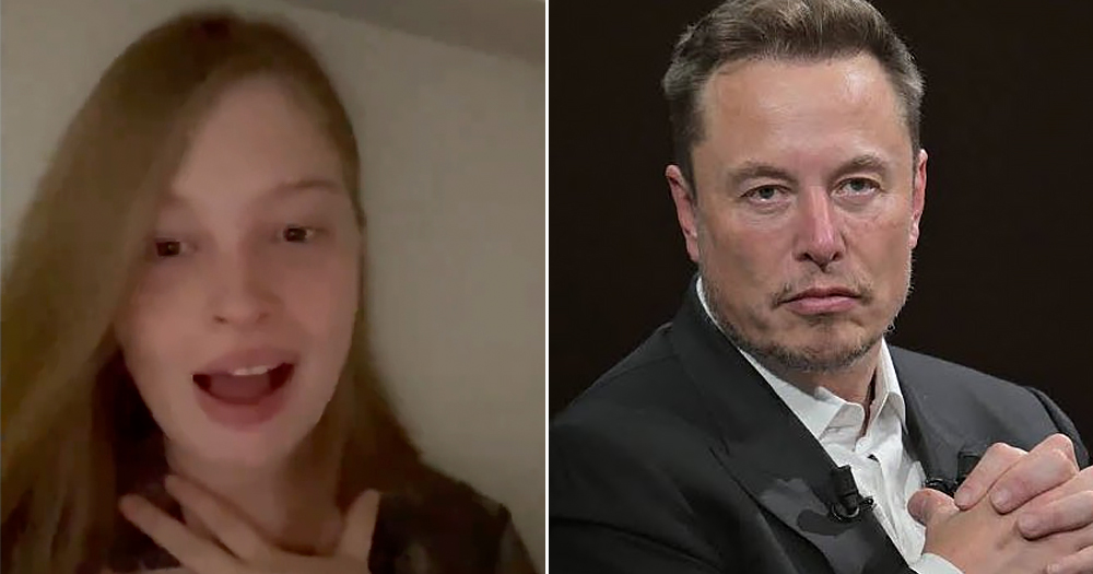 Split screen of Elon Musk and his trans daughter Vivian Wilson.
