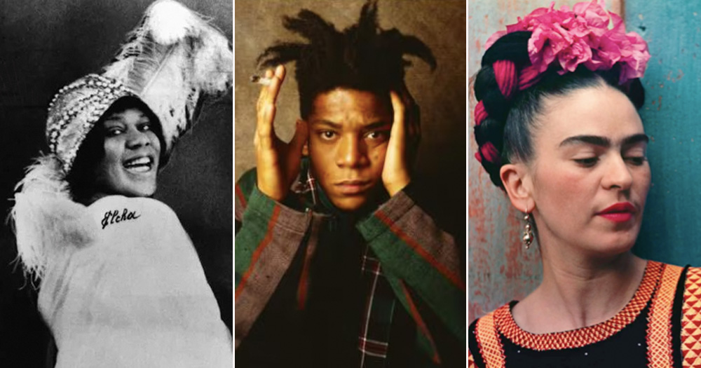 This article is about bisexual Visibility week. Pictured are three bisexual icons, bessie smith, basqiuet and Fridha Kahlo.