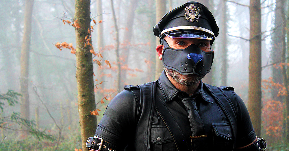 An image of Puppy Ireland, who talked to GCN about consent in BDSM. He is dressed in leather and wears a puppy mask.