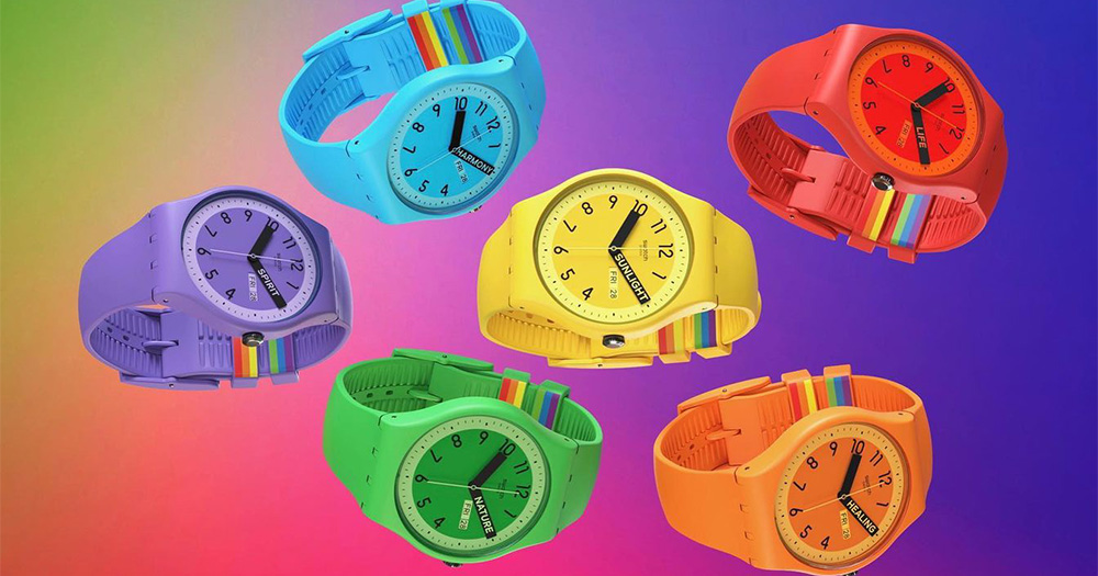 This is an article about the High Court ruling in Malaysia that the government must return seized Pride Swatch watches. Pictured are the six rainbow-coloured watches from the Pride collection.