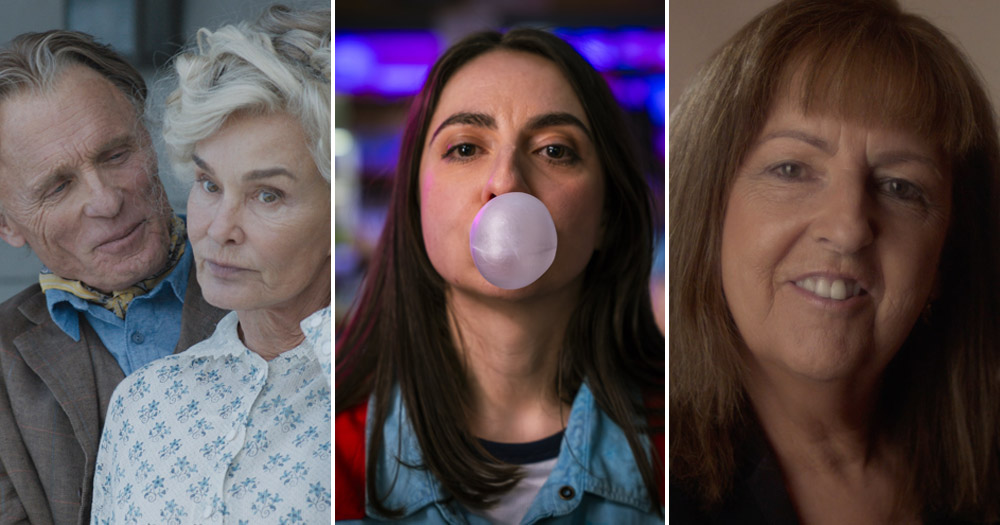 Three split image of movies from the Dublin international film festival program, including queer representation